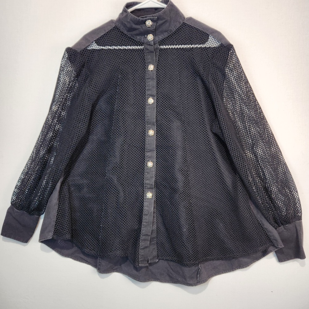 Kathy Ireland Women's Vintage Mesh Bohemian Gypsy Blouse Black Size L/XL